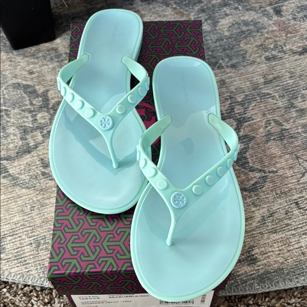 Tory Burch Seabubble Blue Flip Flops - Picture 1 of 2